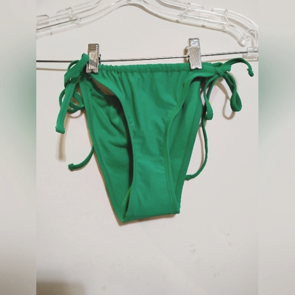WILD FABLE Green Bikini Bottom Adjustable Side Ties At Hips Low Rise High Leg XS